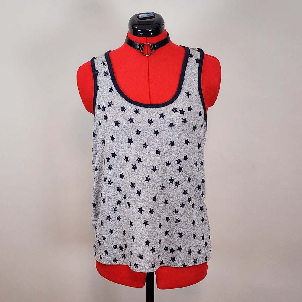 Lucky Brand Gray Blue Star Print Sleeveless Tank Top Size S Soft Cozy